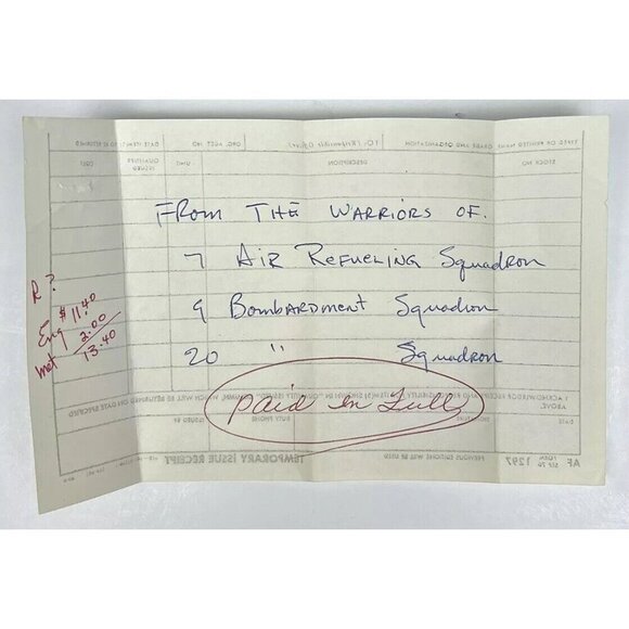 VTG LOT 10 USAF Plane PHOTOS & Original Receipt Refueling Bombardment Squadrons - Picture 6 of 6